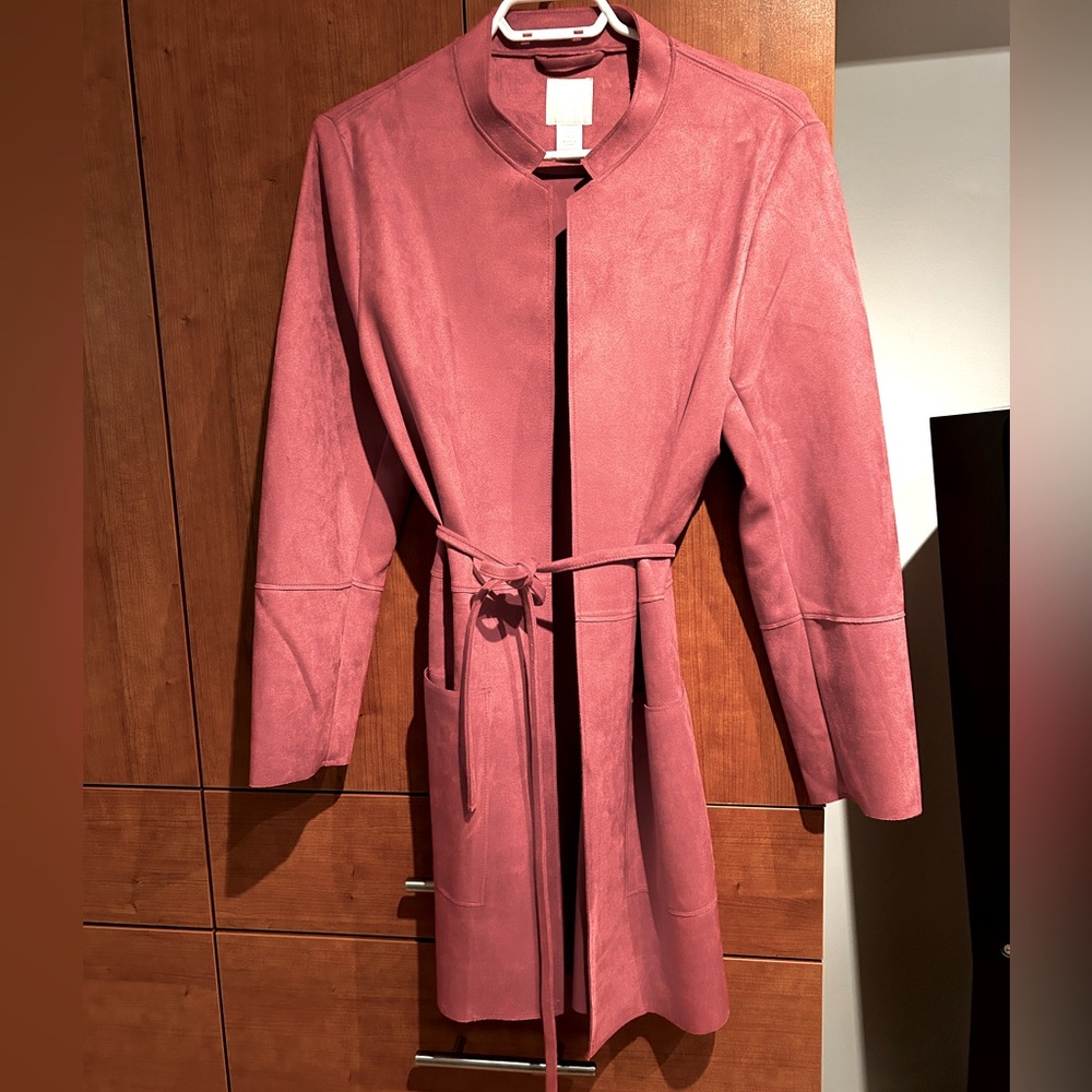 Ultrasuede duster/blazer with tie belt